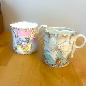 Antique Floral Shaving Mugs (set of 2)